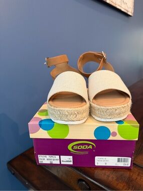 Soda Cream Espadrille Platform Sandals with Ankle Buckle